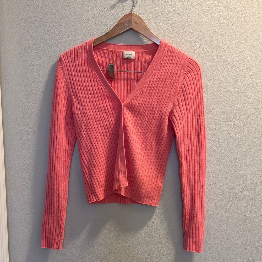 Wilfred Pink Ribbed V-Neck Cardigan